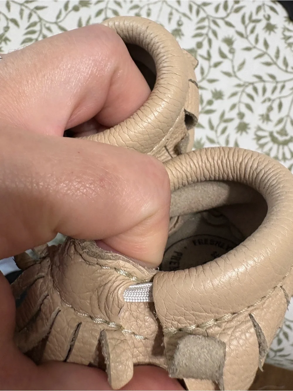 Freshly Picked Baby Moccasins Size 2 Cream Taupe Fringe Soft Sole